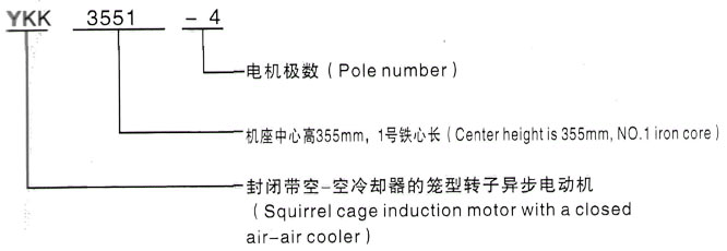 YKK系列(H355-1000)高压YJTG-225M-4A/45KW三相异步电机西安泰富西玛电机型号说明